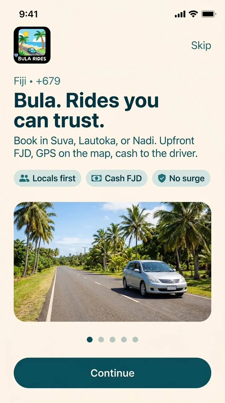 Welcome — the first screen a new rider sees.
